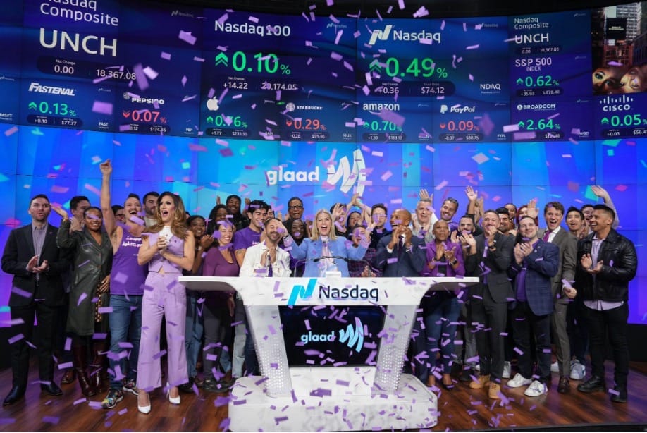 Spirit Day 2024: GLAAD at the Nasdaq Opening Bell Ceremony Credit: Nasdaq, Inc. | GLAAD Spirit Day 2024: GLAAD at the Nasdaq Opening Bell Ceremony Credit: Nasdaq, Inc.