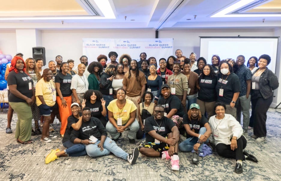 The Black Queer Visionaries Summit cohort and organizers pose for a group photo during a break at the inaugural event at the Embassy Suites Hotel on October 5, 2025, in Birmingham, Alabama. | GLAAD The Black Queer Visionaries Summit cohort and organizers pose for a group photo during a break at the inaugural event at the Embassy Suites Hotel on October 5, 2025, in Birmingham, Alabama.